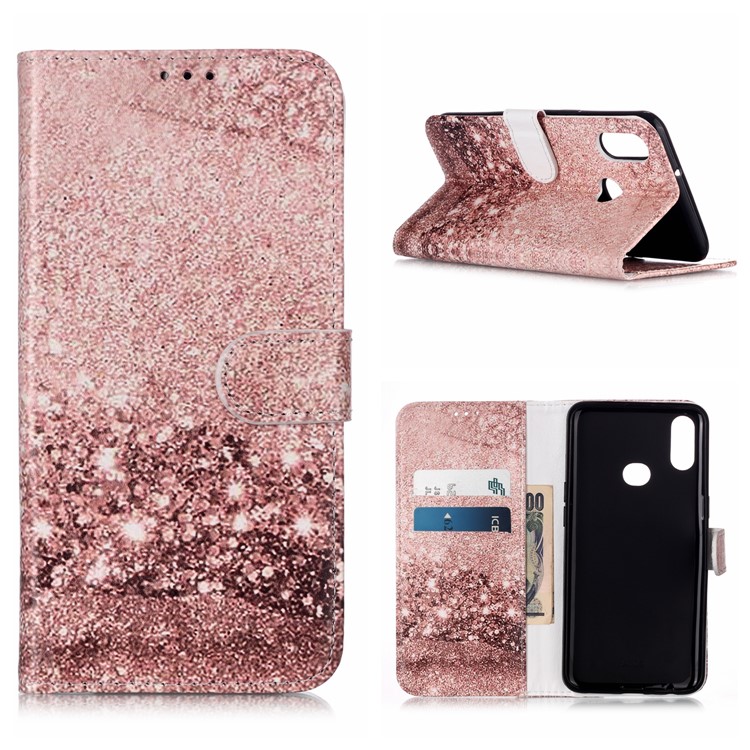 Pattern Printing Wallet Leather Stand Phone Cover for Samsung Galaxy A10s - Sequins-1
