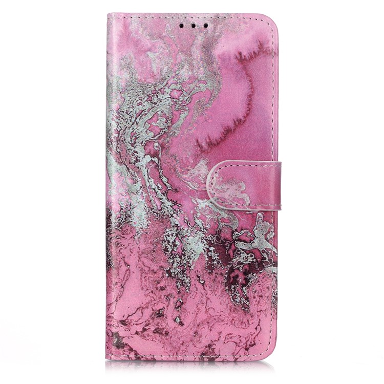 Pattern Printing Wallet Leather Stand Shell for Samsung Galaxy A20s - Rose Marble-2