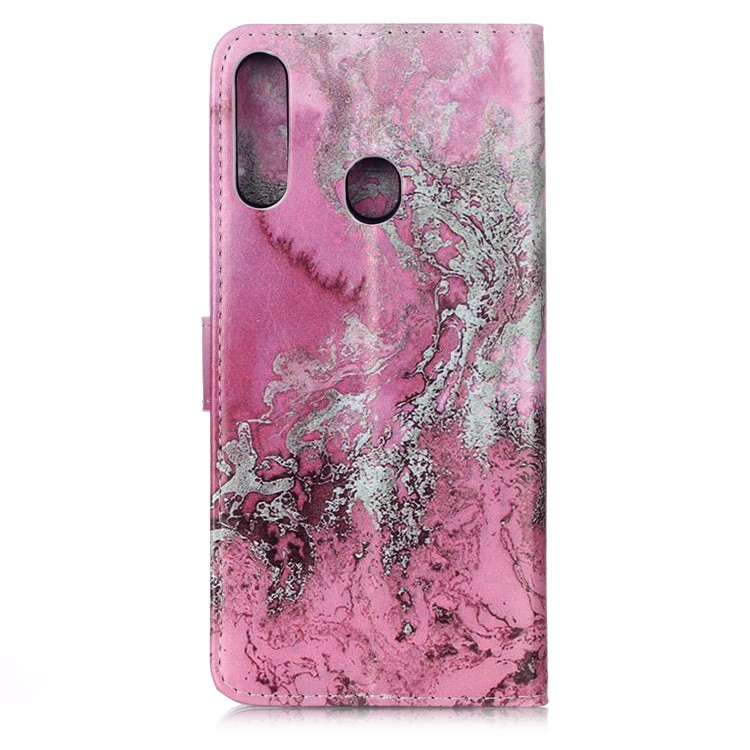 Pattern Printing Wallet Leather Stand Shell for Samsung Galaxy A20s - Rose Marble-3