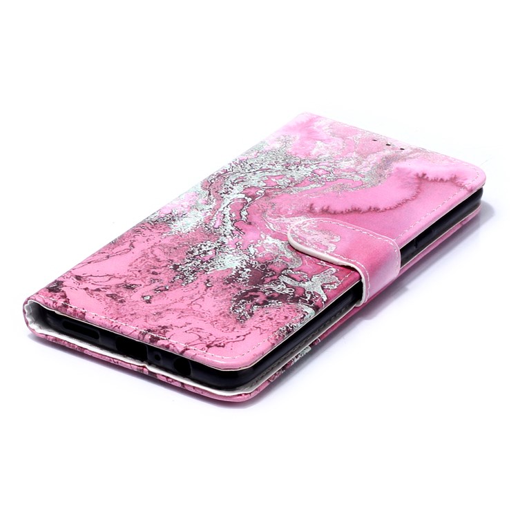 Pattern Printing Wallet Leather Stand Shell for Samsung Galaxy A20s - Rose Marble-6