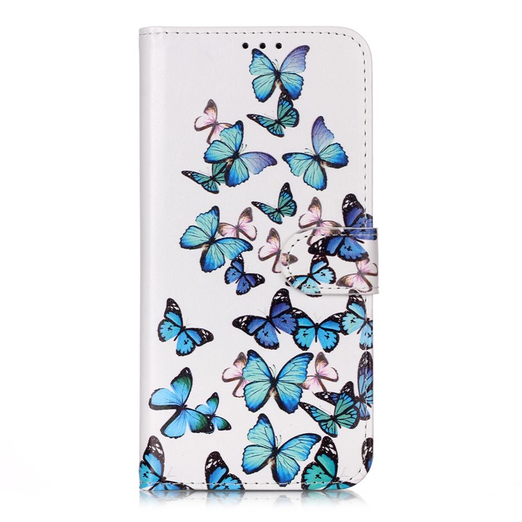 Pattern Printing PU Leather Wallet Stand Phone Cover for Samsung Galaxy A50s - Blue Butterflies-2