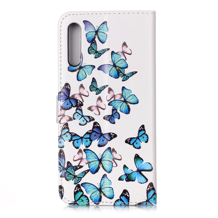 Pattern Printing PU Leather Wallet Stand Phone Cover for Samsung Galaxy A50s - Blue Butterflies-3