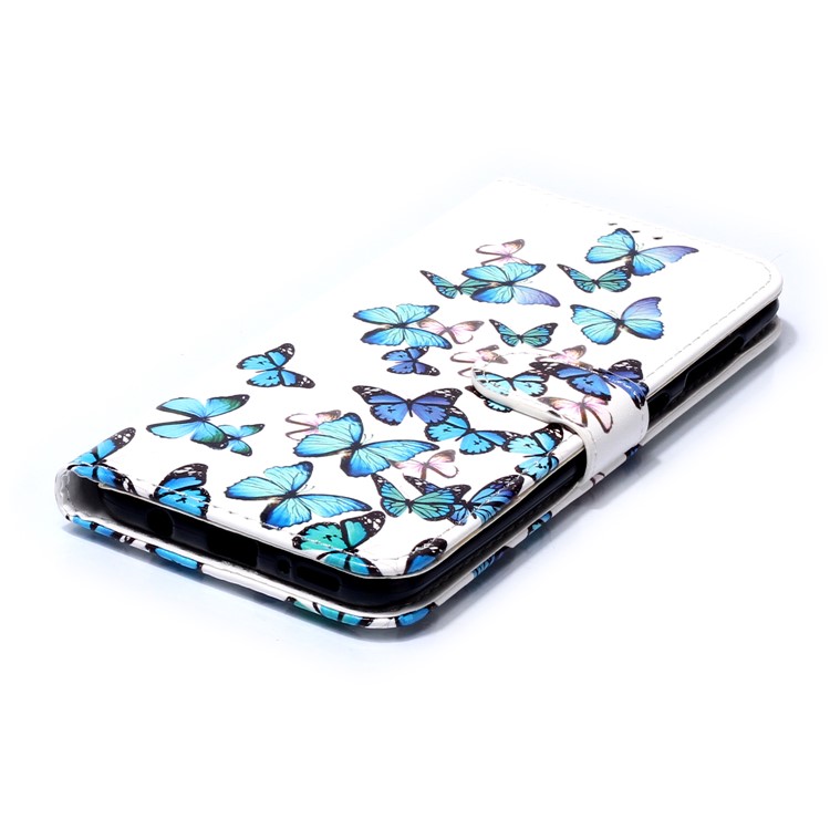 Pattern Printing PU Leather Wallet Stand Phone Cover for Samsung Galaxy A50s - Blue Butterflies-6