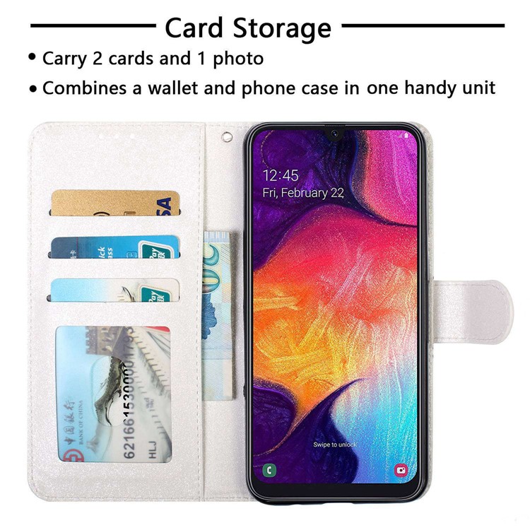 For Samsung Galaxy A50/A50s/A30s Printing Leather Phone Shell - Flower-3