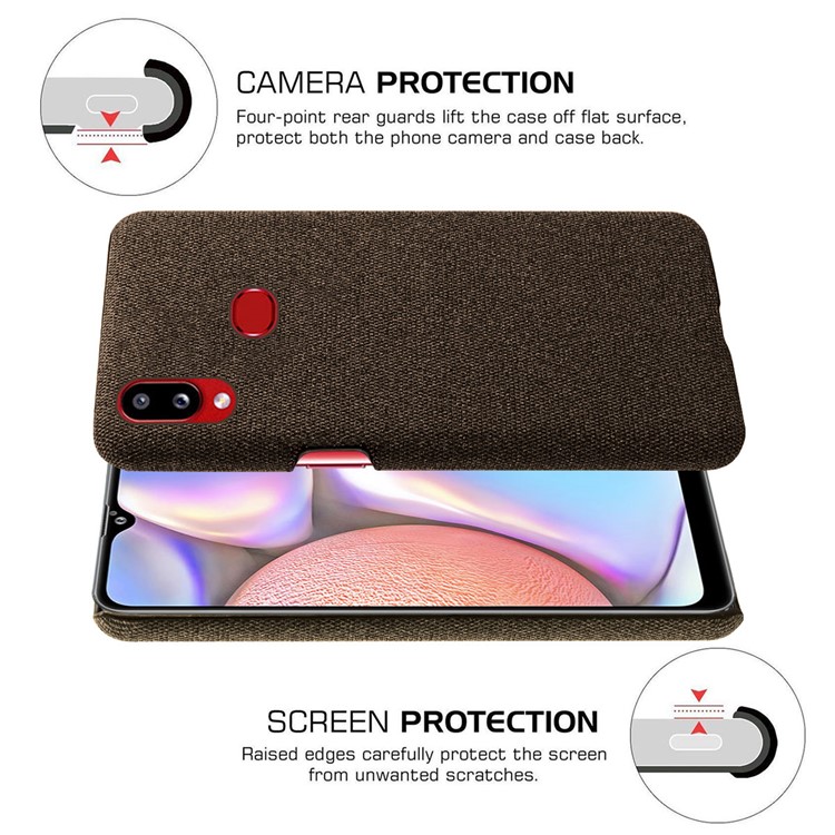 PC + Cloth Mobile Phone Case Cover for Samsung Galaxy A10s - Coffee-5