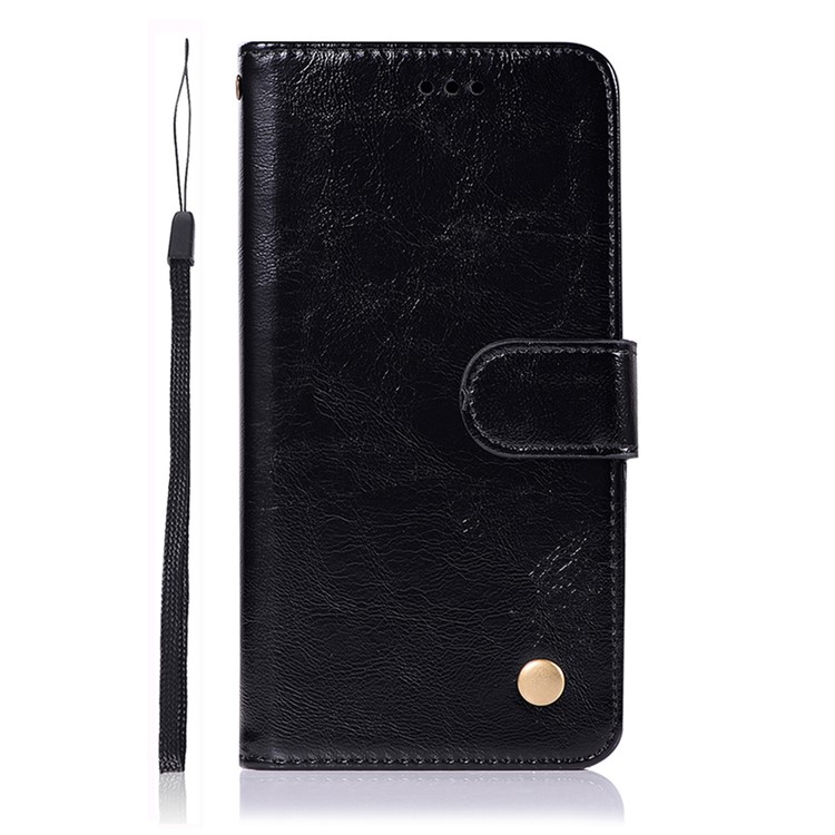 Retro Style Leather Wallet Case for Samsung Galaxy A20s - Black-2