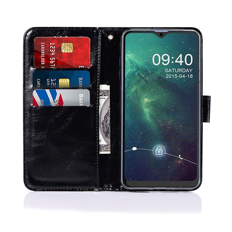 Retro Style Leather Wallet Case for Samsung Galaxy A20s - Black-3