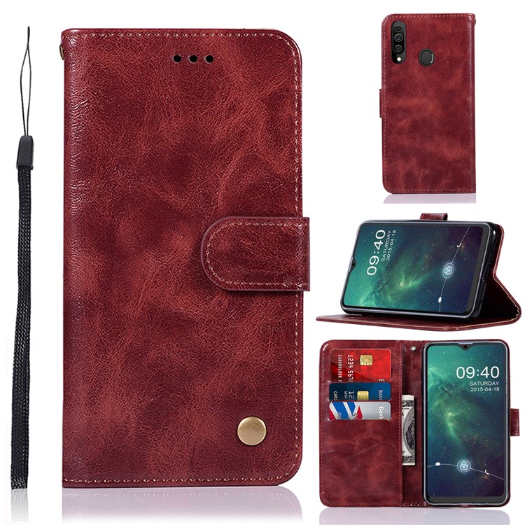 

Retro Style Leather Wallet Case for Samsung Galaxy A20s - Wine Red, Galaxy A20s