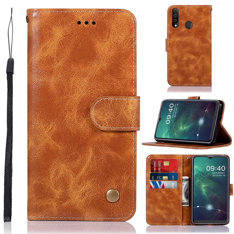 

Retro Style Leather Wallet Case for Samsung Galaxy A20s - Brown, Galaxy A20s