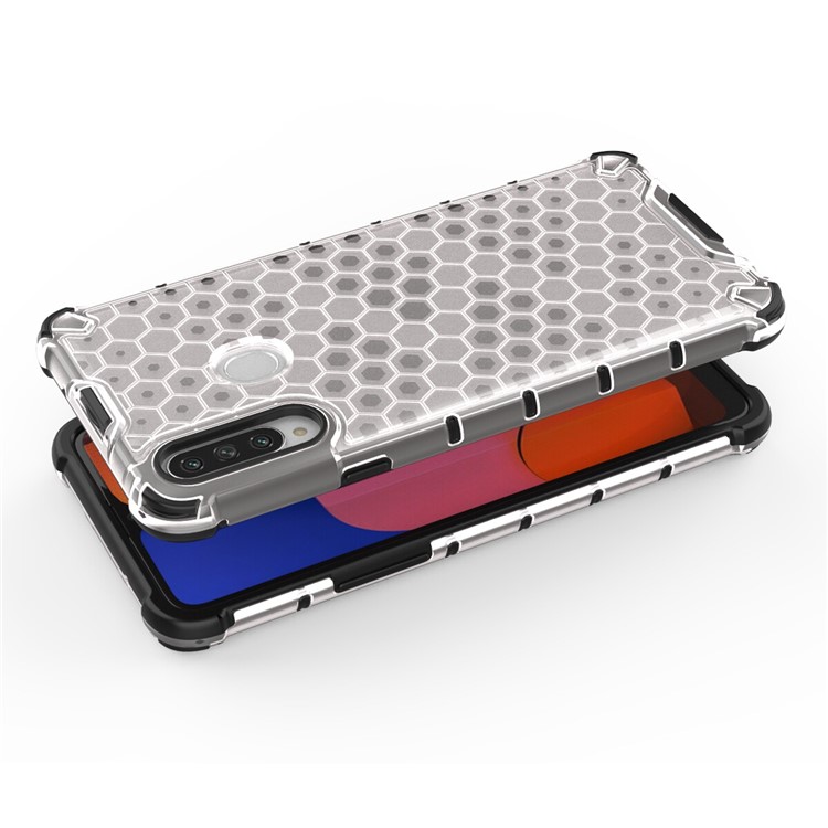 Wabenmuster Schuko-TPU + PC Hybrid Gehäuse Für Samsung Galaxy A20S - Weiß-6