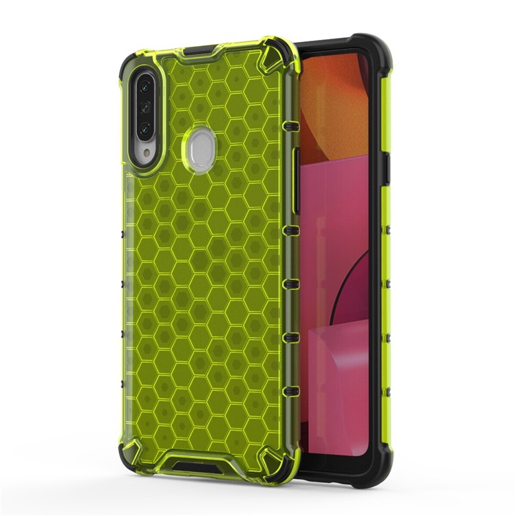 Honeycomb Pattern Shock-proof TPU + PC Hybrid Case for Samsung Galaxy A20s - Green-1