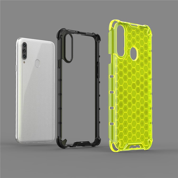 Honeycomb Pattern Shock-proof TPU + PC Hybrid Case for Samsung Galaxy A20s - Green-3