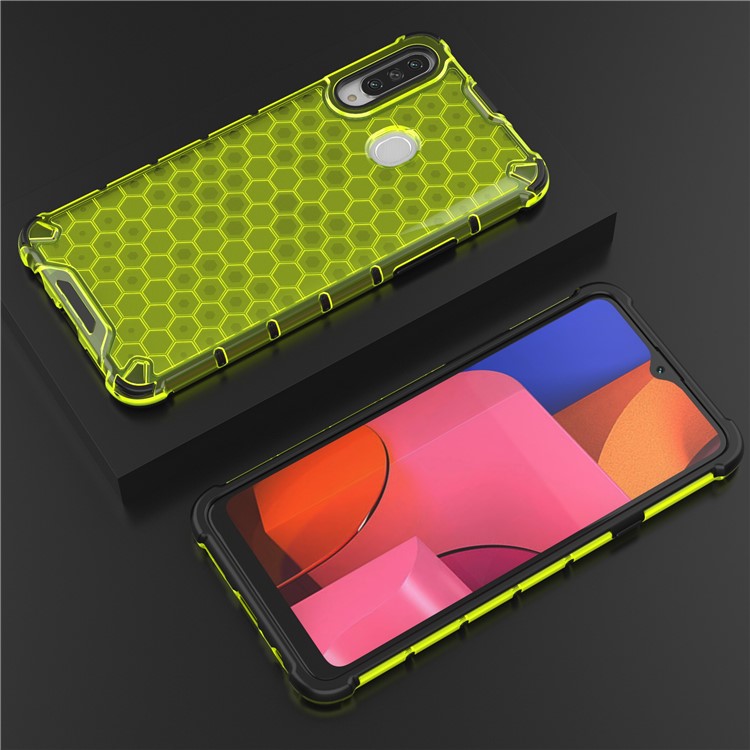 Honeycomb Pattern Shock-proof TPU + PC Hybrid Case for Samsung Galaxy A20s - Green-4