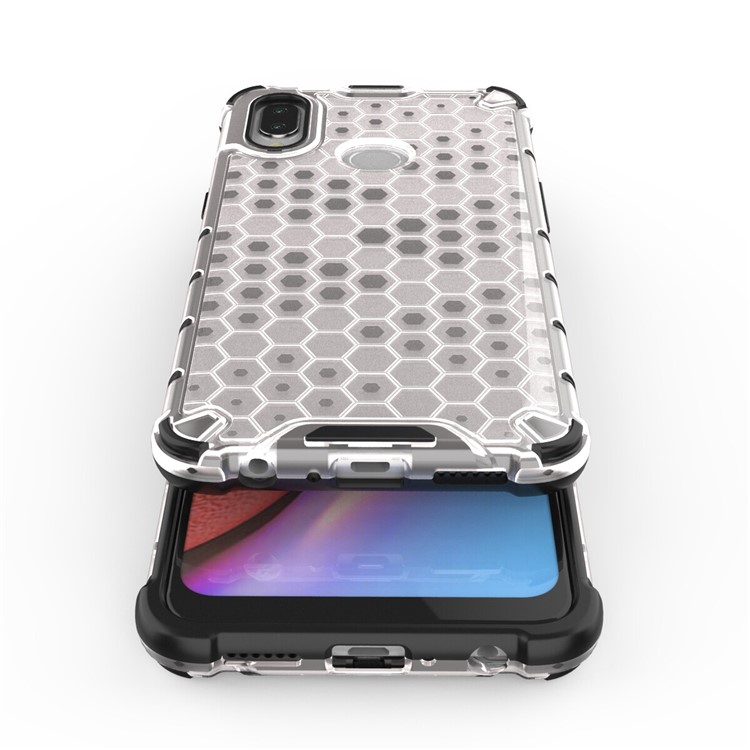 Honeycomb Pattern Shock-proof TPU + PC Combo Shell for Samsung Galaxy A10s - White-10
