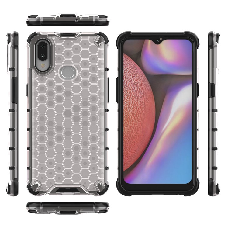Honeycomb Pattern Shock-proof TPU + PC Combo Shell for Samsung Galaxy A10s - White-12