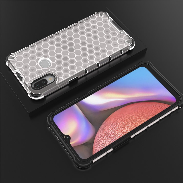Honeycomb Pattern Shock-proof TPU + PC Combo Shell for Samsung Galaxy A10s - White-13