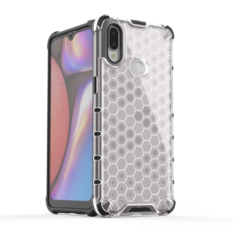 Honeycomb Pattern Shock-proof TPU + PC Combo Shell for Samsung Galaxy A10s - White-2