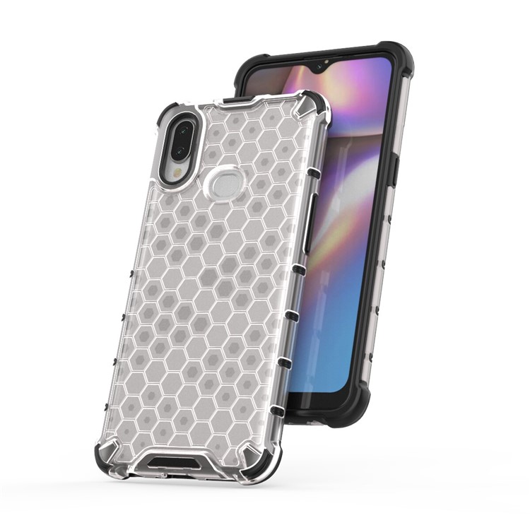 Honeycomb Pattern Shock-proof TPU + PC Combo Shell for Samsung Galaxy A10s - White-3