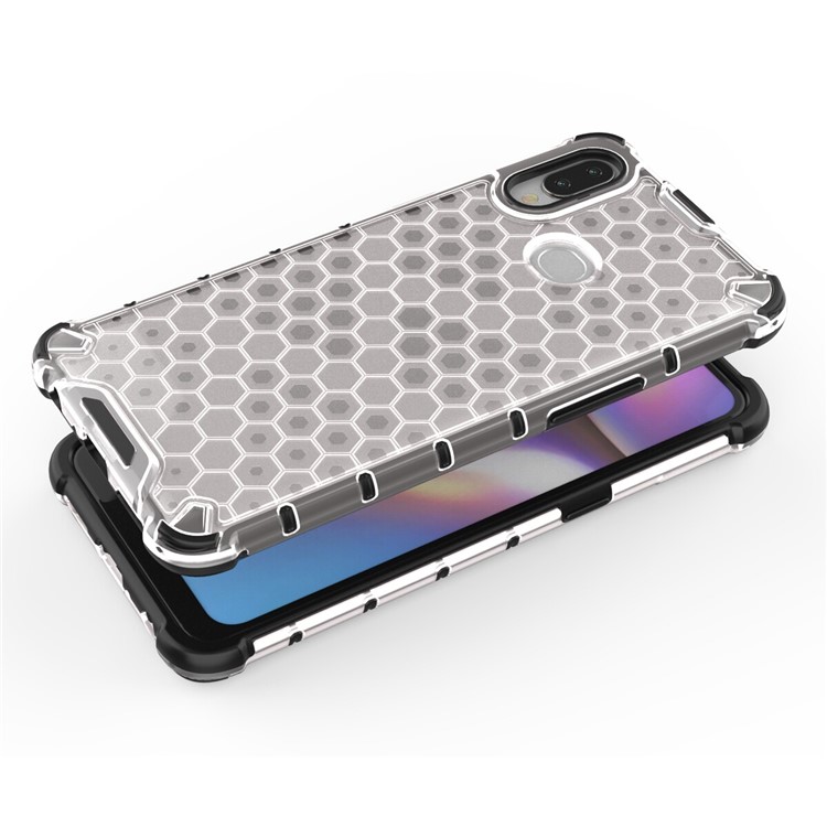 Honeycomb Pattern Shock-proof TPU + PC Combo Shell for Samsung Galaxy A10s - White-6