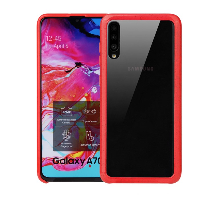 

Degradable Wheat Straw Frame + Acrylic Back Cell Mobile Cover for Samsung Galaxy A70 - Red, Galaxy A70