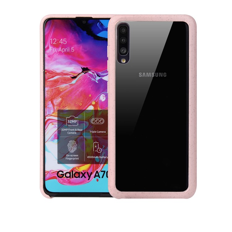 

Degradable Wheat Straw Frame + Acrylic Back Cell Mobile Cover for Samsung Galaxy A70 - Pink, Galaxy A70