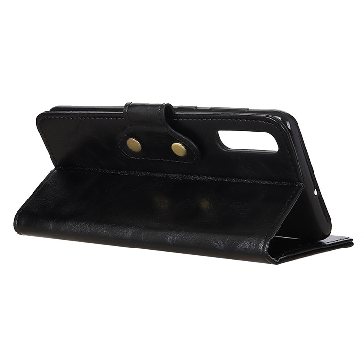 Two Buckles Crazy Horse Skin Leather Case for Samsung Galaxy A70s - Black-4