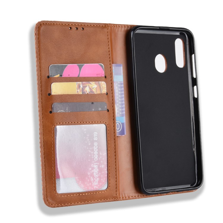 Retro Style Leather Wallet Phone Cover for Samsung Galaxy A30/A20/M10S - Brown-3