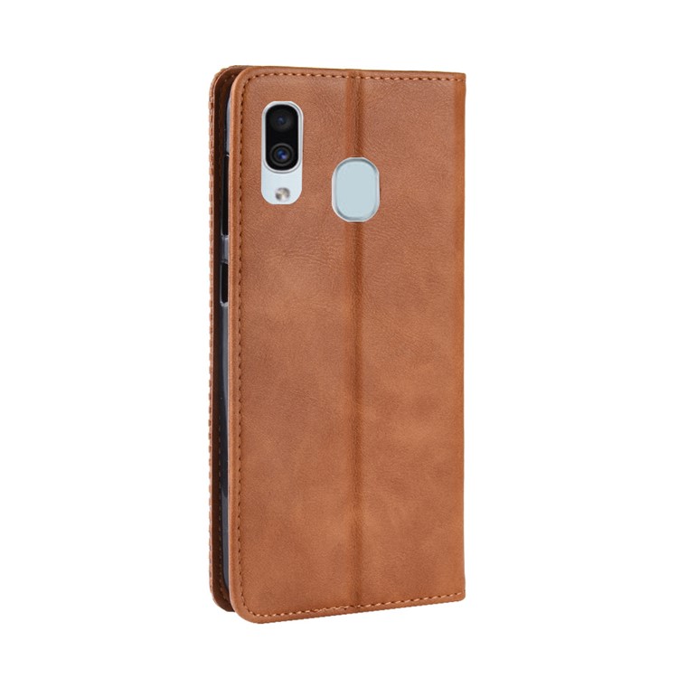 Retro Style Leather Wallet Phone Cover for Samsung Galaxy A30/A20/M10S - Brown-6