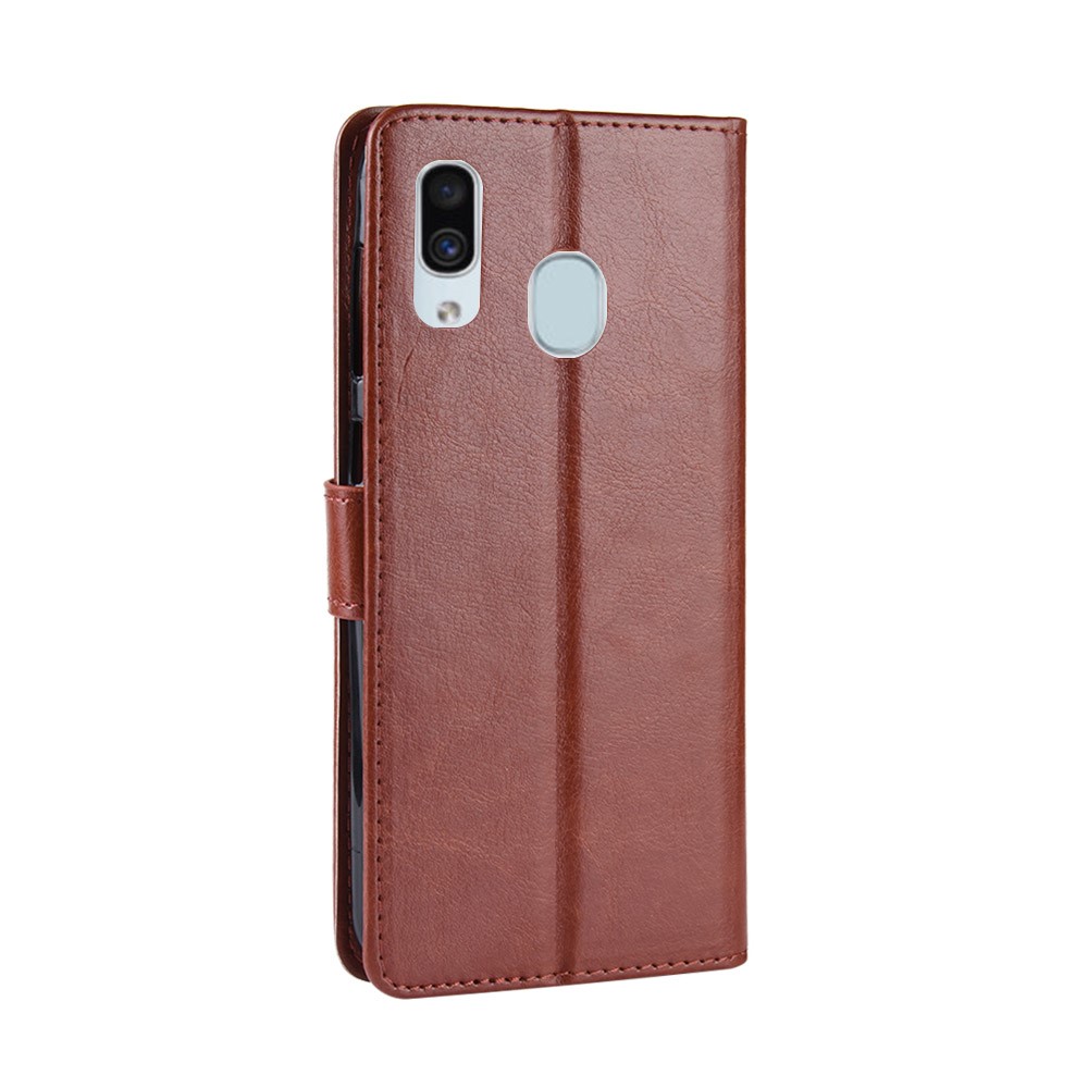 Crazy Horse Leather Wallet Case for Samsung Galaxy A20/A30/M10s - Brown-6