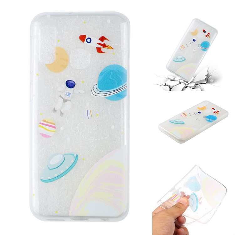 Embossment Pattern Printing Soft TPU Casing for Samsung Galaxy A20e - Planets-1