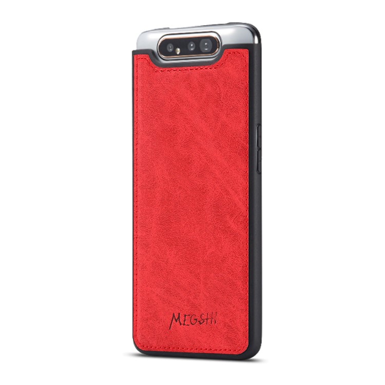 Style Business MEGSHI Couverture De Téléphone En Cuir Porte-monnaie Amovible Pour Samsung Galaxy A80 / A90 - Rouge-2