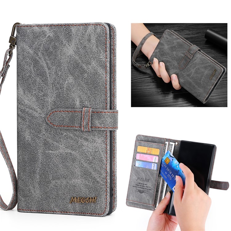 Funda Protectora De MEGSHI Tirón De La Carpeta De Cuero Para Samsung Galaxy A40 - Gris-1