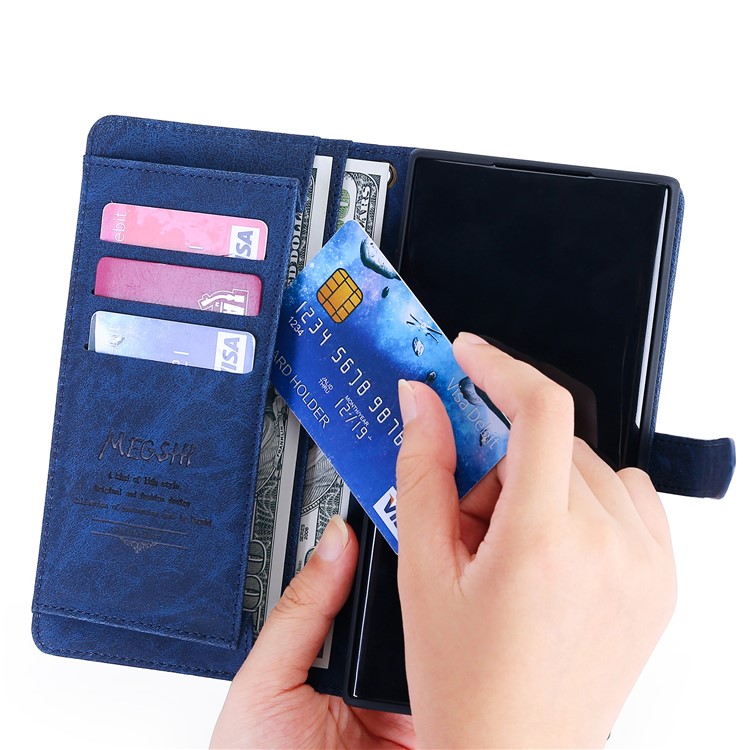 Funda Protectora De MEGSHI Tirón De La Carpeta De Cuero Para Samsung Galaxy A40 - Azul-6