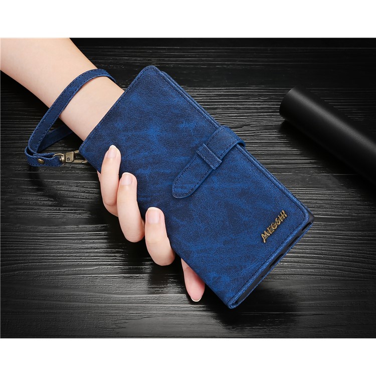 Funda Protectora De MEGSHI Tirón De La Carpeta De Cuero Para Samsung Galaxy A40 - Azul-7