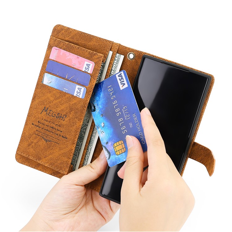 Funda Protectora De MEGSHI Tirón De La Carpeta De Cuero Para Samsung Galaxy A40 - Marrón-6