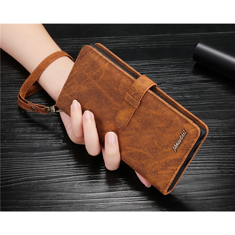 Funda Protectora De MEGSHI Tirón De La Carpeta De Cuero Para Samsung Galaxy A40 - Marrón-7