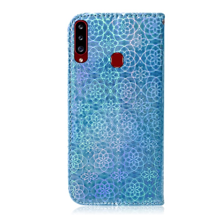 Shiny Sparkle Leather Wallet Stand Case for Samsung Galaxy A20s - Blue-3