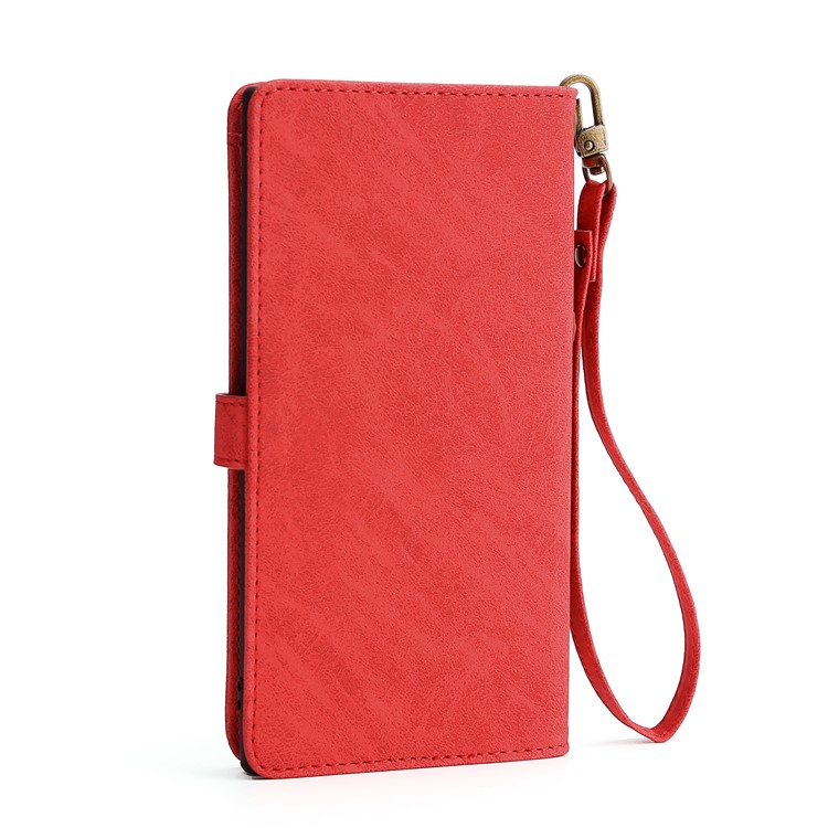 MEGSHI Wallet Flip Leather Phone Cover for Samsung Galaxy A30/A20 - Red-3