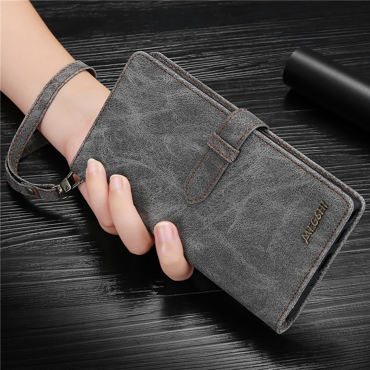 MEGSHI Business Style Detachable Wallet Leather Phone Cover Casing for Samsung Galaxy Note 10 Plus 5G/Note 10 Plus - Grey-1