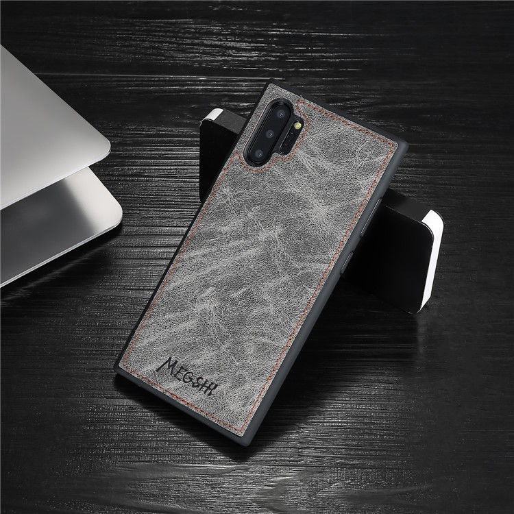 Billetera De Cuero Desmontable Carcasa Cubierta Del Teléfono De Estilo De Negocios MEGSHI Para La Nota 10 Más De 5 G / Nota 10 Más - Gris-3