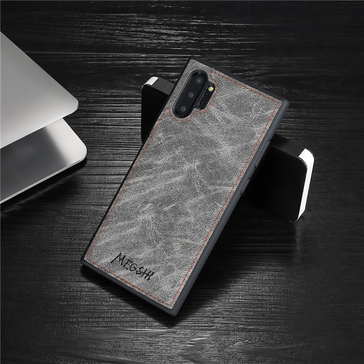 MEGSHI Business Style Detachable Wallet Leather Phone Cover Casing for Samsung Galaxy Note 10 Plus 5G/Note 10 Plus - Grey-3