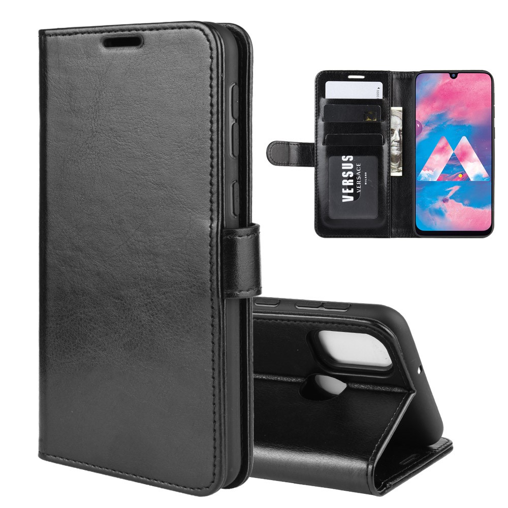 Crazy Horse Leather Wallet Case for Samsung Galaxy M30s - Black-2