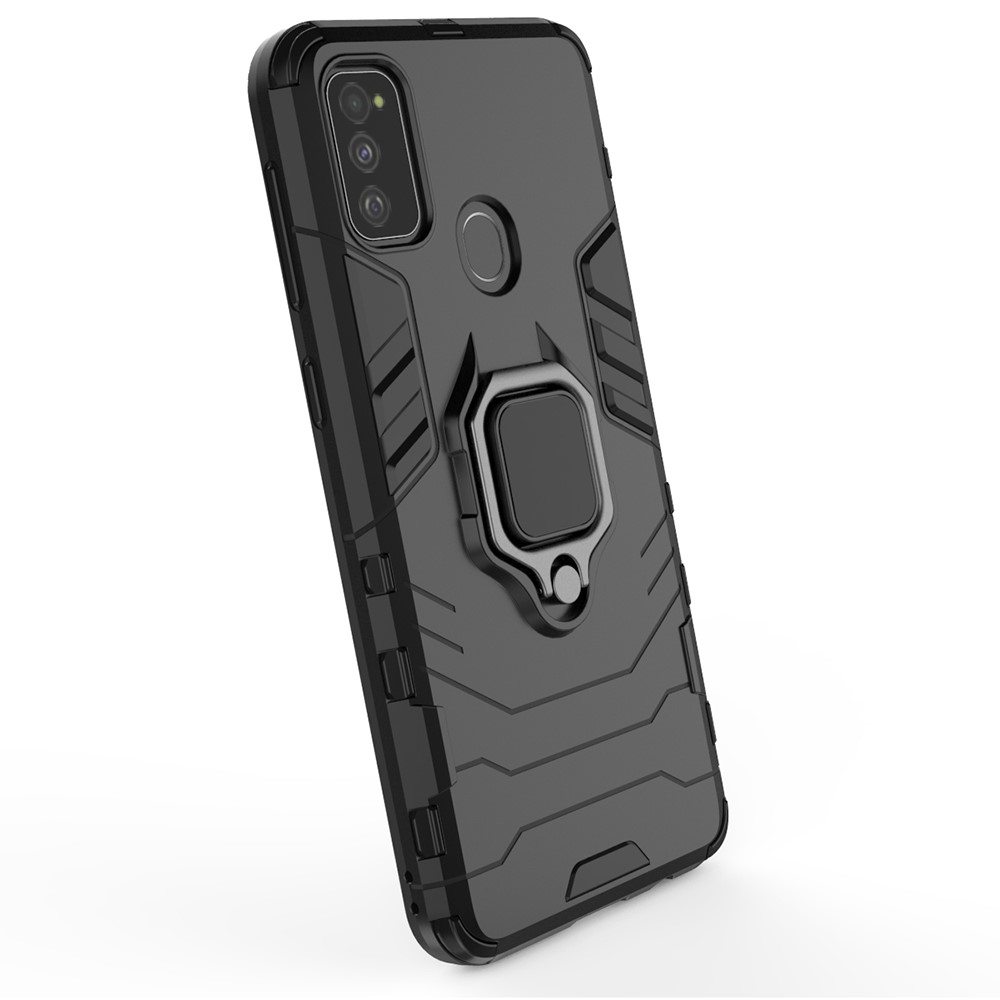 Cool Guard Ring Holder Kickstand PC TPU Hybrid Case for Samsung Galaxy M30s - Black-5