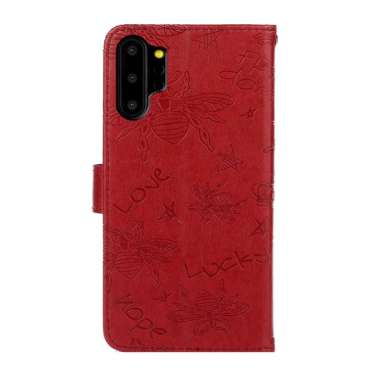 Caso Del Soporte De La Carpeta De Cuero Decoración Diamantes De Imitación Modelo De La Abeja Para Samsung Galaxy Note 10 Plus / 10 Plus 5G - Rojo-3