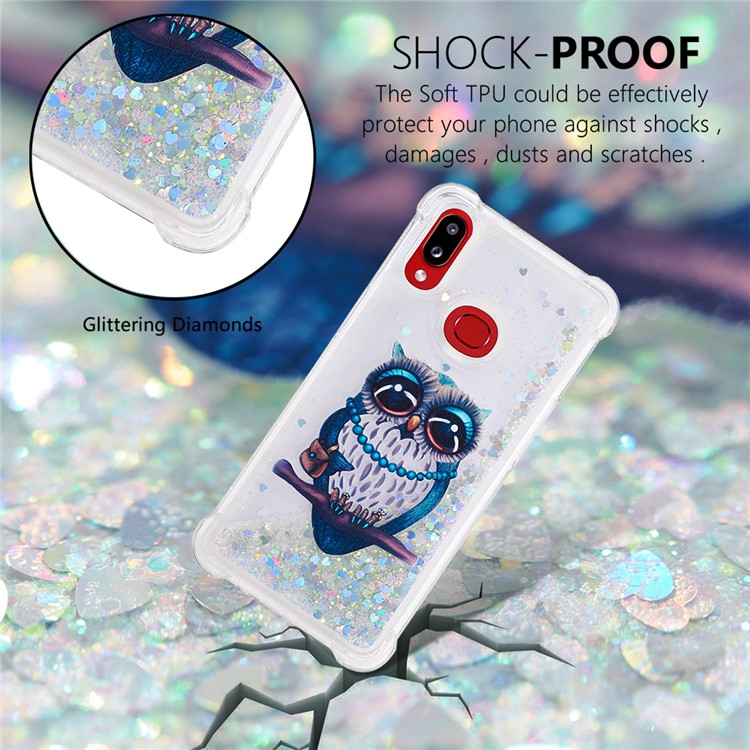 Shockproof Quicksand Glitter Powder Sequins TPU Case for Samsung Galaxy A10s - Owl-4