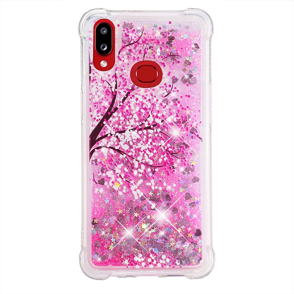 Shockproof Quicksand Glitter Powder Sequins TPU Case for Samsung Galaxy A10s - Peach Blossom-2