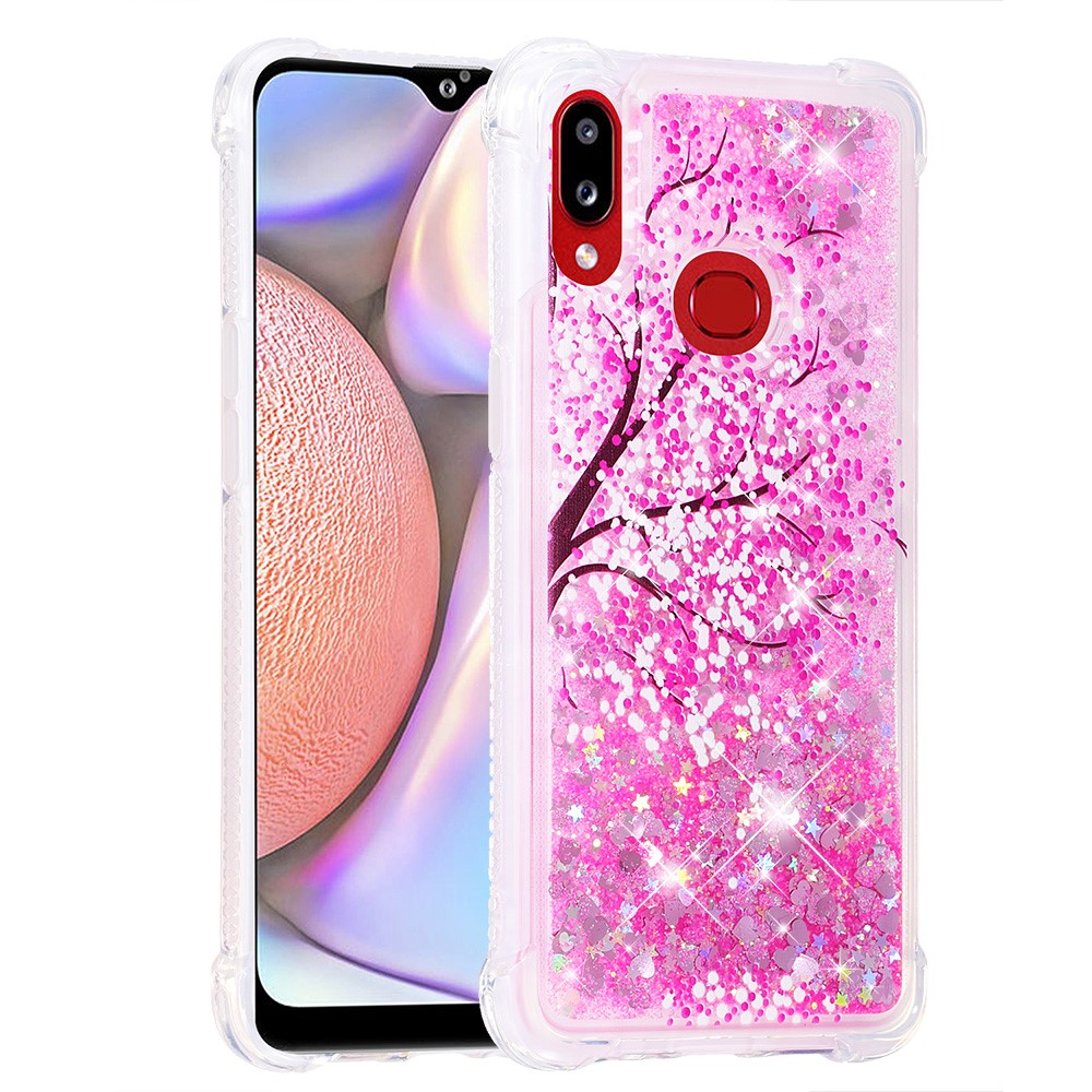 Shockproof Quicksand Glitter Powder Sequins TPU Case for Samsung Galaxy A10s - Peach Blossom-3