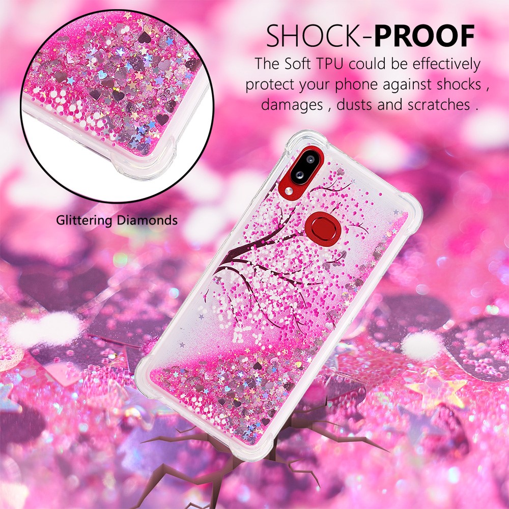 Shockproof Quicksand Glitter Powder Sequins TPU Case for Samsung Galaxy A10s - Peach Blossom-4