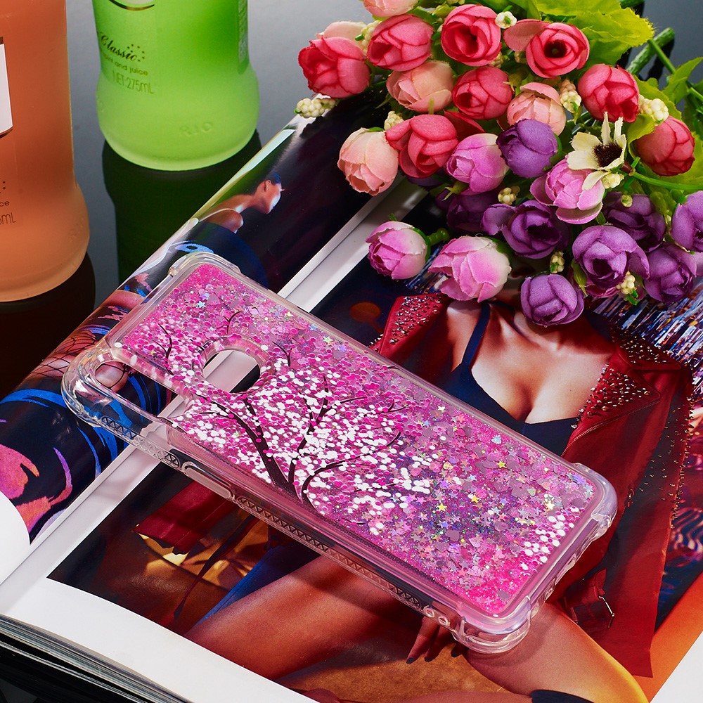 Shockproof Quicksand Glitter Powder Sequins TPU Case for Samsung Galaxy A10s - Peach Blossom-7