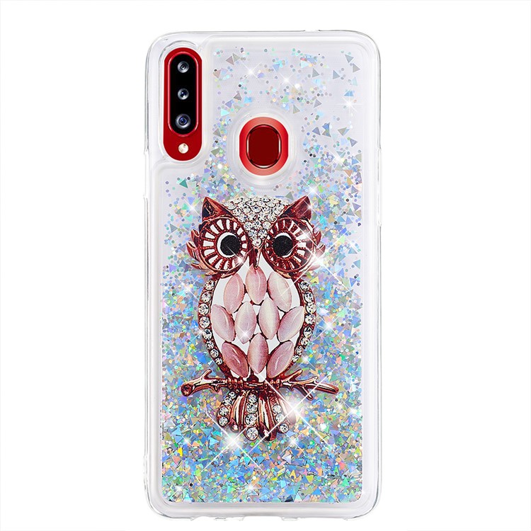 Dynamic Glittery Sequins TPU Shell Case for Samsung Galaxy A20s - Owl-2